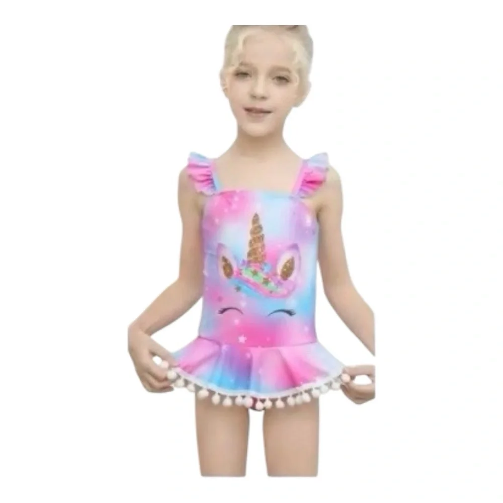 Unicorn Print Ruffle Swimsuit